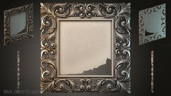 Ornamental frame with acanthus and spirals for CNC 3d STL model
