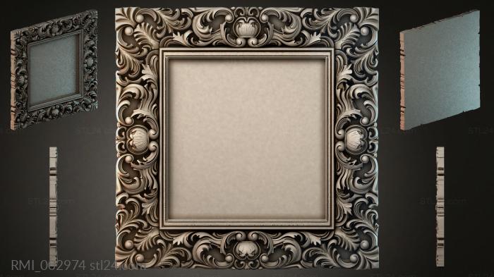 Square frame with acanthus ornament and shells 3d STL model