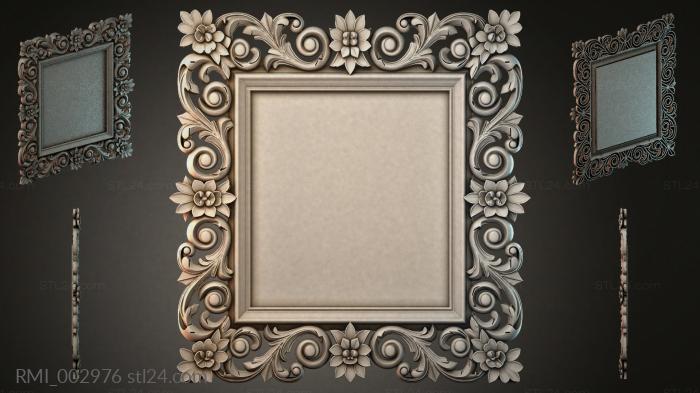Carved frame with volutes and flower buds for CNC 3d STL model