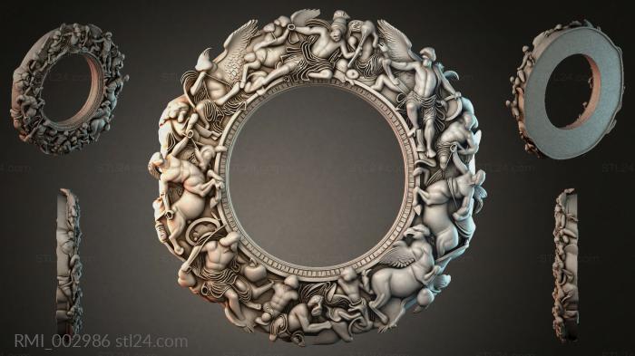 Round frame with putti and drapery for CNC 3d STL model
