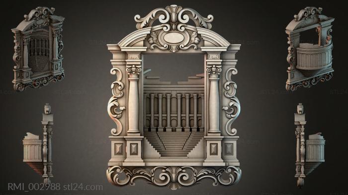 Organ façade with volutes and fluted columns 3d STL model