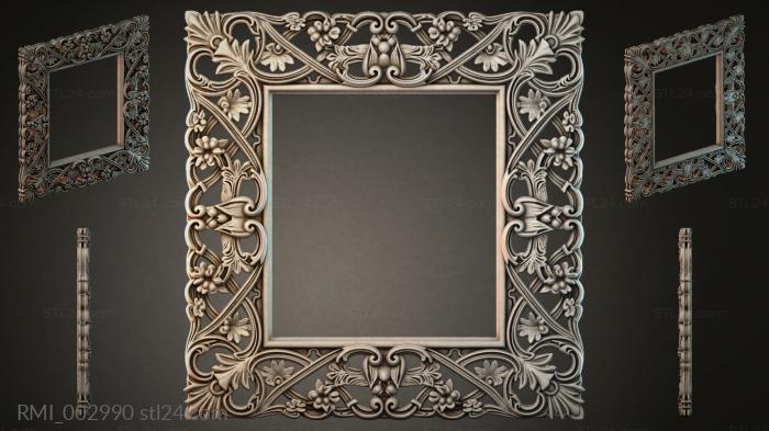 Mirror frame with vines and floral motifs 3d STL model