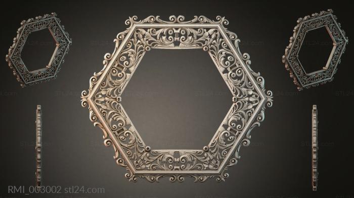Carved wooden molding with swirls and floral ornaments for CNC 3d STL model