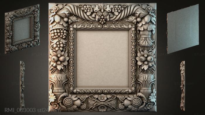 Square frame with grapes and floral ornament 3d STL model