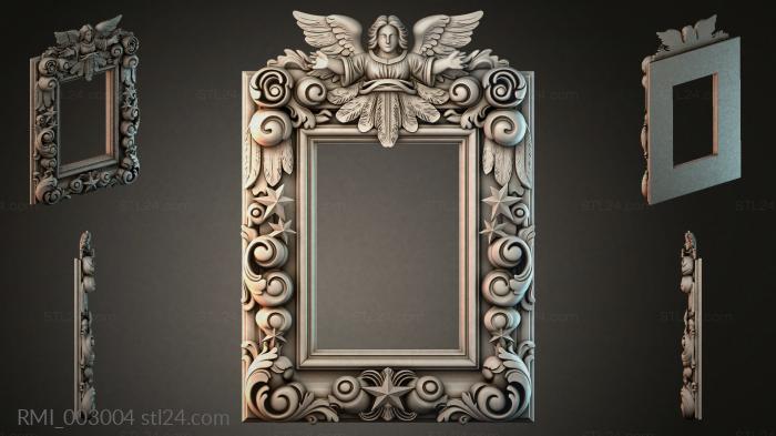 Vignette with an angel and volutes for a mirror 3d STL model