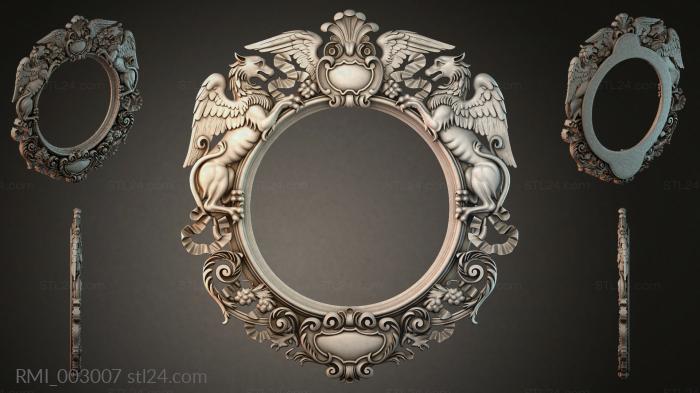 Oval mirror with winged angels and shell scrolls 3d STL model