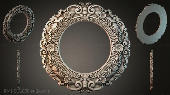 Round frame with swirls and floral elements 3d STL model