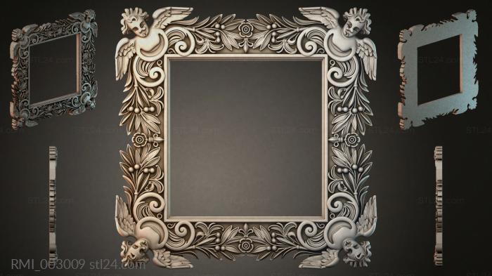 Mirror frame with winged angels and floral ornaments 3d STL model