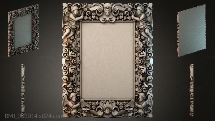 Decorative frame with putti and floral scrolls 3d STL model