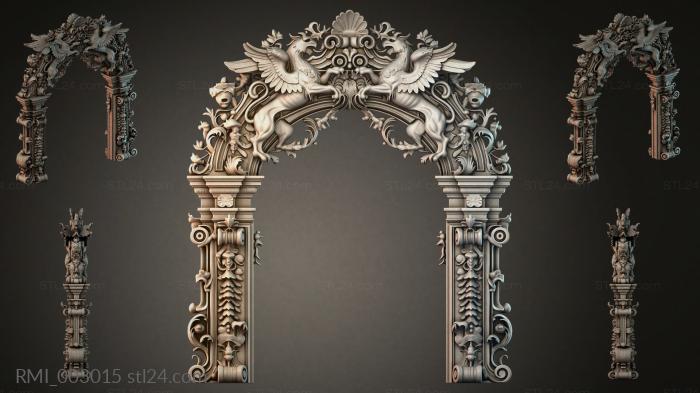 Architectural columns with winged griffins and plant ornaments 3d STL model