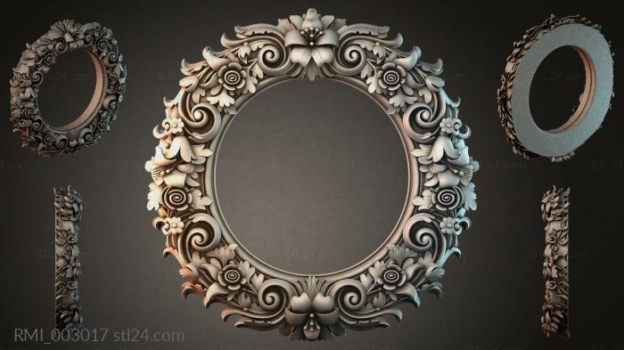 Round frame with swirls, flowers, and spirals 3d STL model