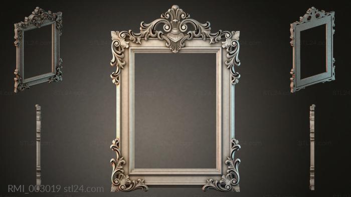 Baroque frame with scrolls and cartouche for a mirror 3d STL model