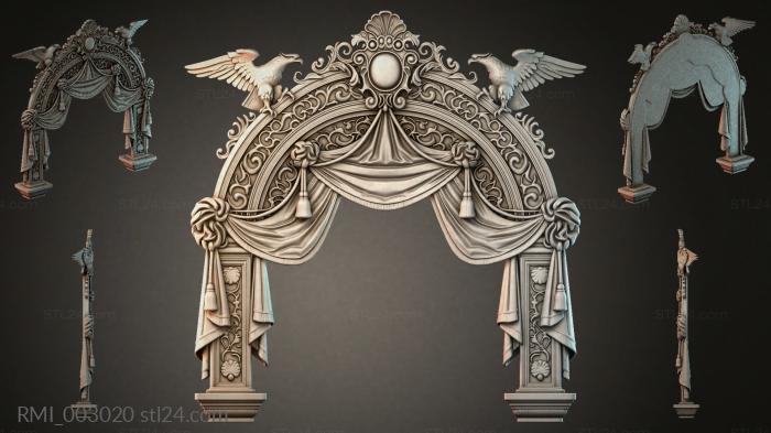 Classic portal with soaring eagles and draperies 3d STL model