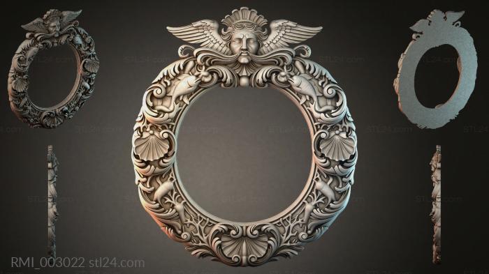 Round frame with winged angel and scrolls 3d STL model
