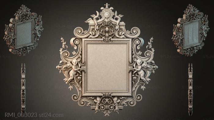 Mirror with scrolls and putti in Baroque style 3d STL model
