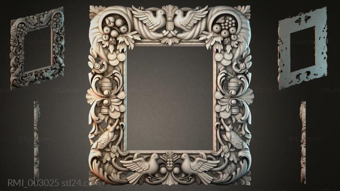 Square frame with birds, fruits and plant swirls 3d STL model