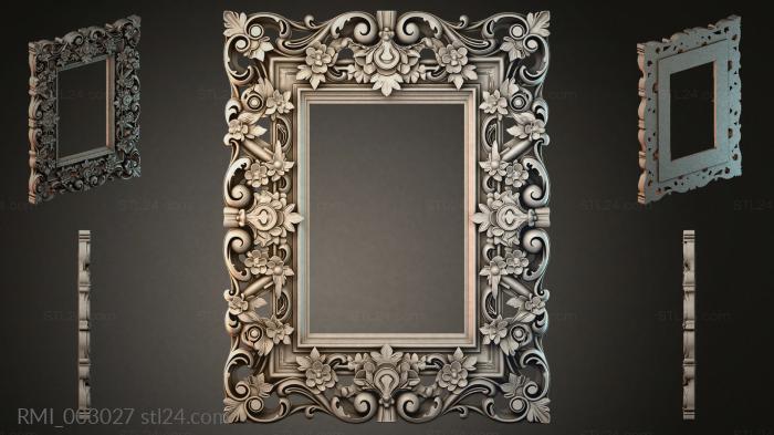 Rectangular frame with volutes and floral ornament 3d STL model