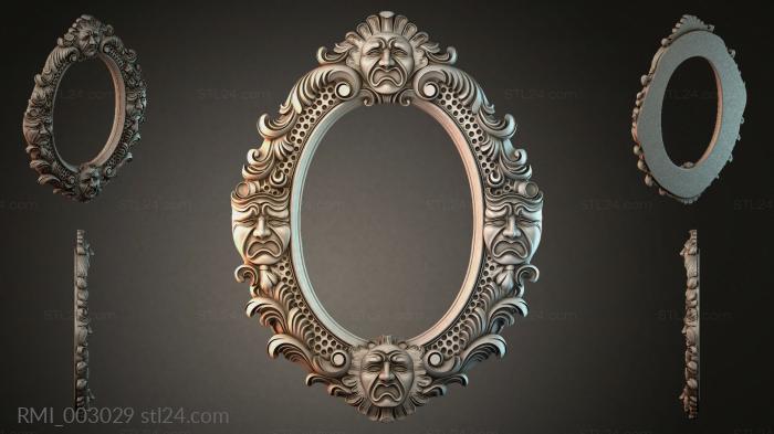 Oval frame with masks and swirls 3d STL model