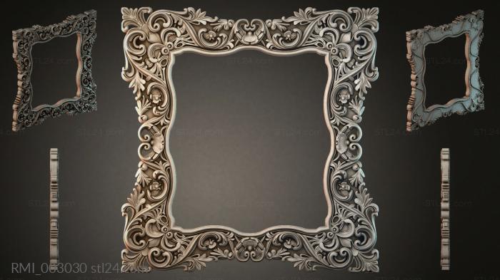 Ornamental picture frame with scrolls and acanthus leaves 3d STL model