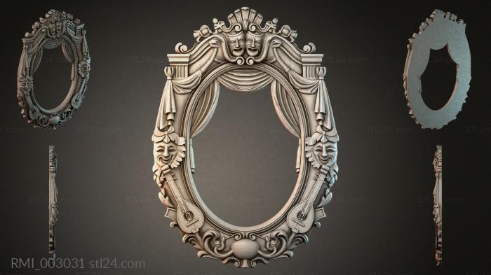Oval theatrical ornament with comedy and tragedy masks 3d STL model