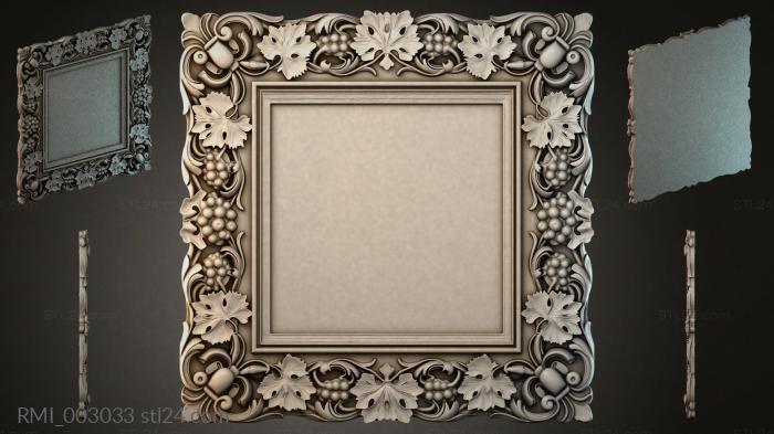 Square frame with grapes and leaves 3d STL model