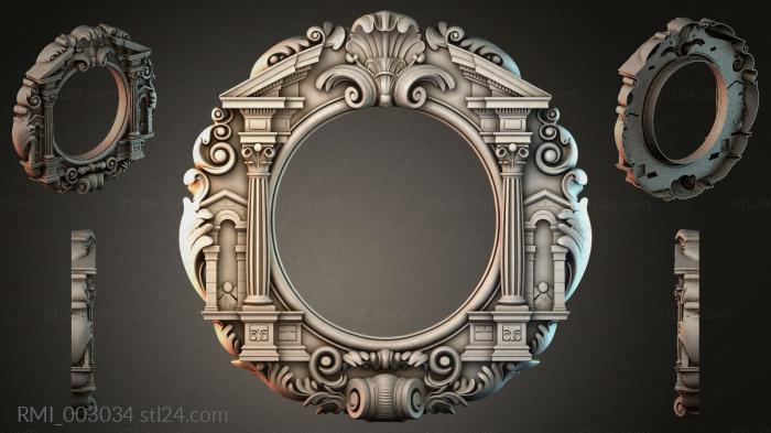 Round architectural frame with columns and spiral scrolls 3d STL model