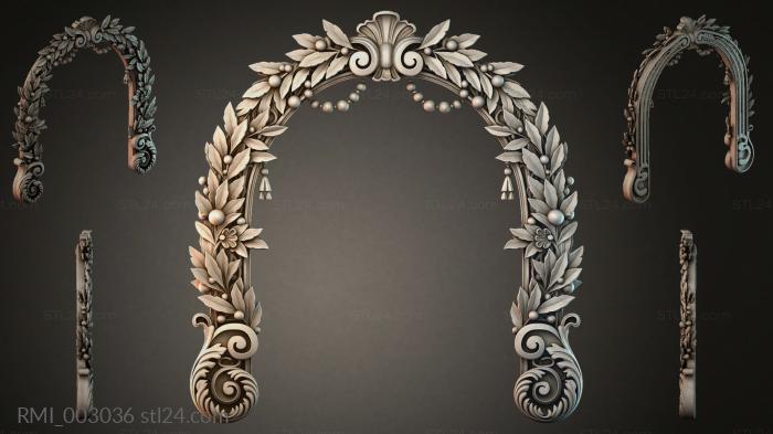 Architectural architrave with a laurel wreath and volutes 3d STL model