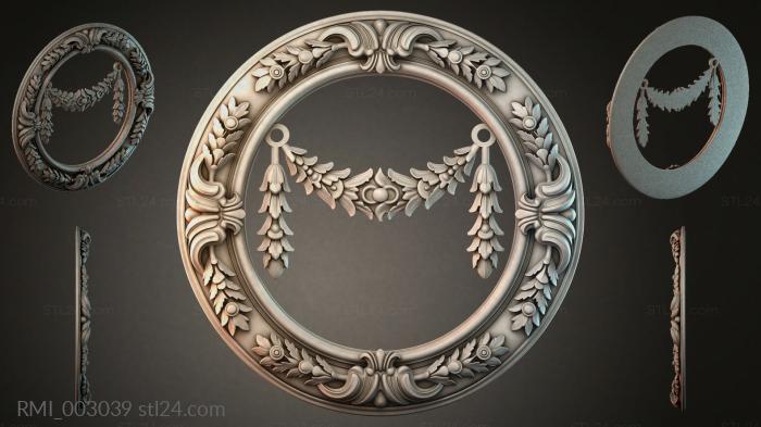 Round frame with garlands, tassels and acanthus leaves 3d STL model