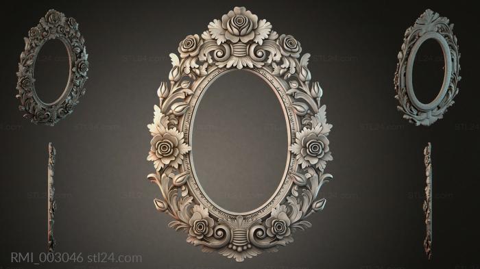 Oval mirror frame with rosettes and swirls 3d STL model