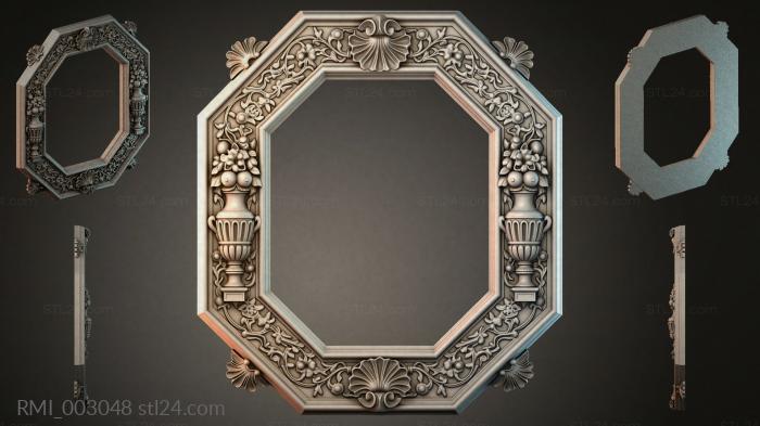 Octagonal frame with urns and floral ornament 3d STL model