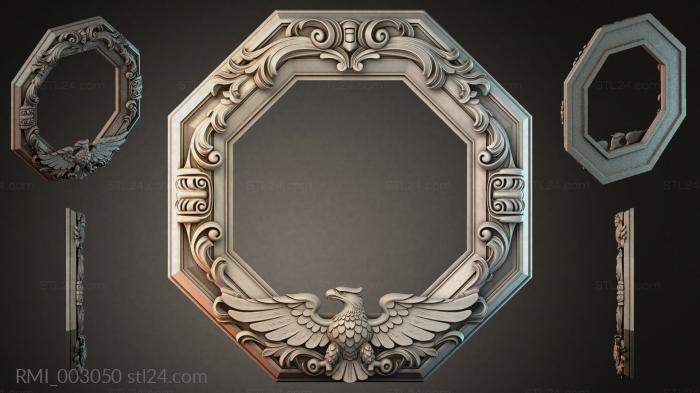 Octagonal frame with eagle and swirls 3d STL model