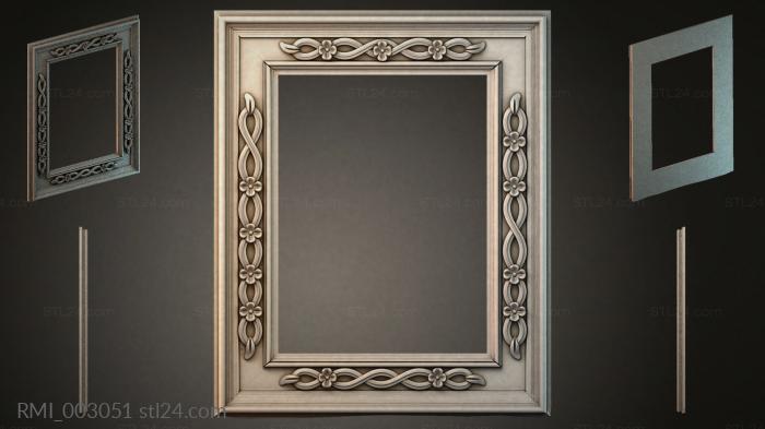 Classic frame with twisted borders and floral monograms 3d STL model