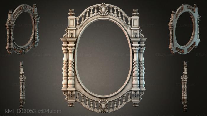 Oval mirror with columns and spiral ornament 3d STL model