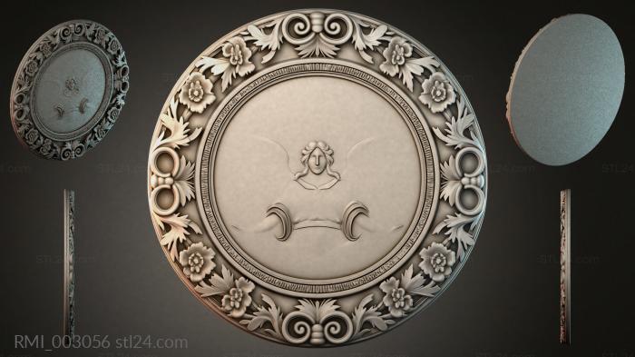Round rosette with angel and swirls 3d STL model