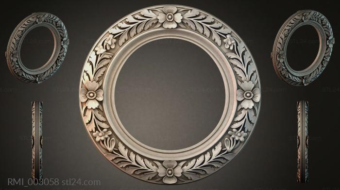 Round frame with floral ornament and vertical pilasters 3d STL model