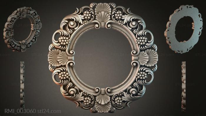 Round rosette with spiral scrolls and bunches of grapes 3d STL model