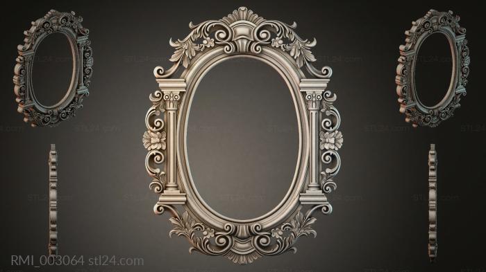Oval mirror with classic volutes and acanthus 3d STL model