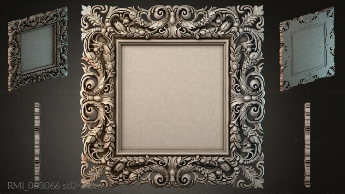 Square frame with scrolls, leaves and rosettes 3d STL model