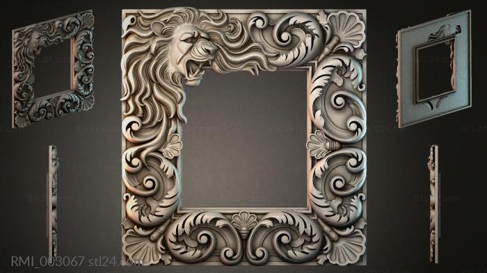 Mirror frame with lion head and acanthus scrolls 3d STL model