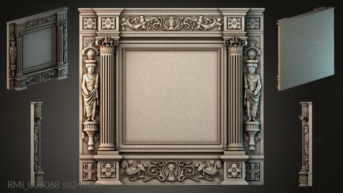 Classic fireplace mantel with caryatids and acanthus ornamentation 3d STL model