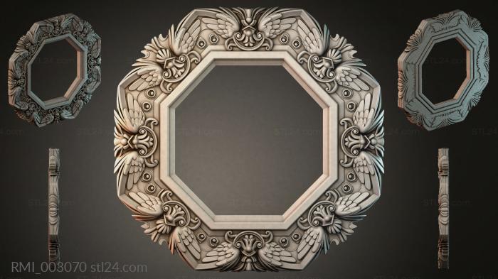 Octagonal mirror case with wings and volutes 3d STL model