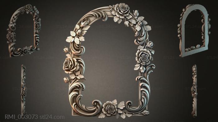 Arched molding with roses and spiral scrolls 3d STL model
