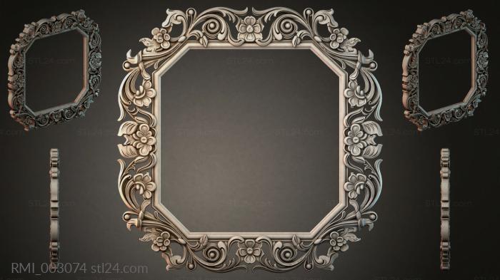 Octagonal carved frame with acanthus scrolls and floral rosettes 3d STL model