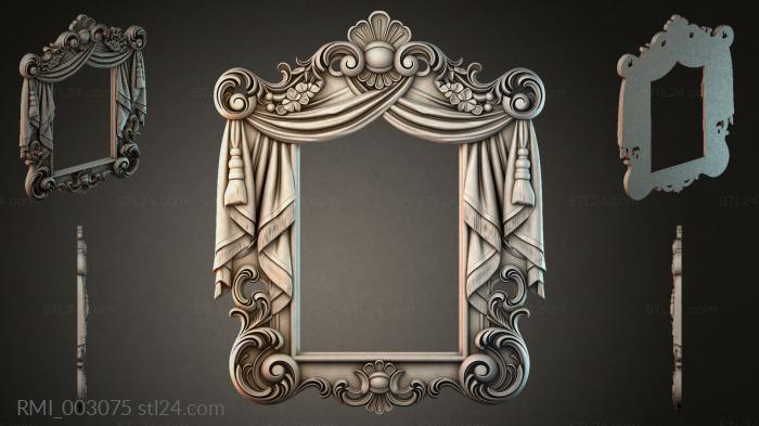 Classic mirror with drapes and swirls 3d STL model