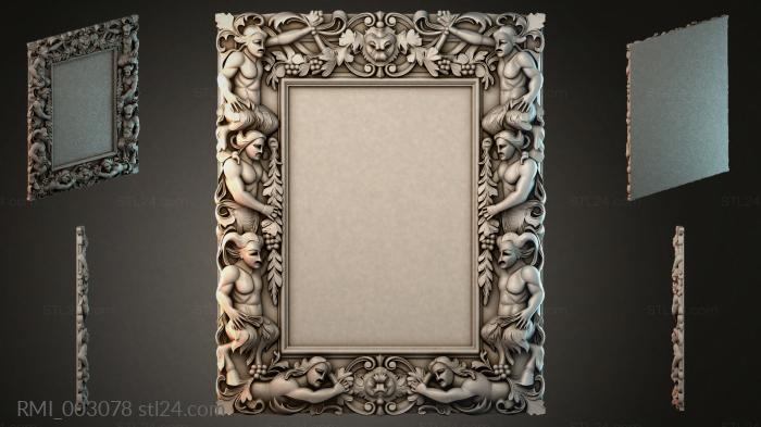 Baroque frame with putti and lion masks 3d STL model