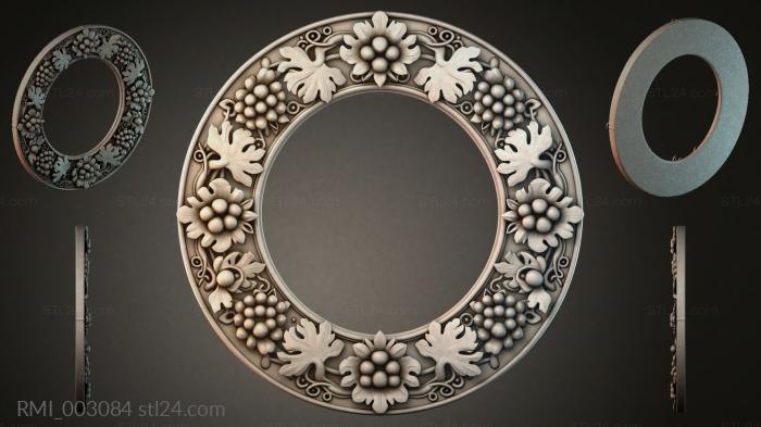 Round frame with grapes and flowers 3d STL model