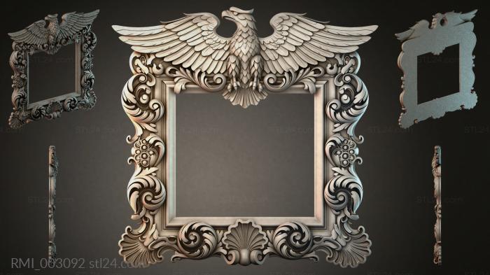 Decorative frame with eagle and swirls for CNC 3d STL model