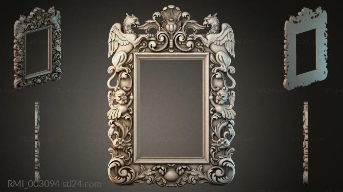 Mirror frame with winged angels and a shell 3d STL model