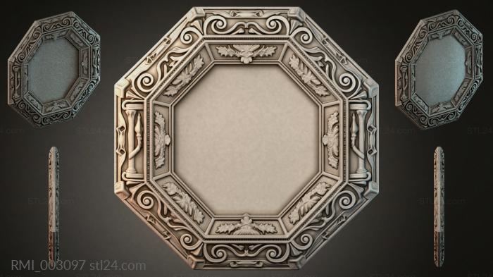 Octagonal molding with volutes and floral ornament 3d STL model