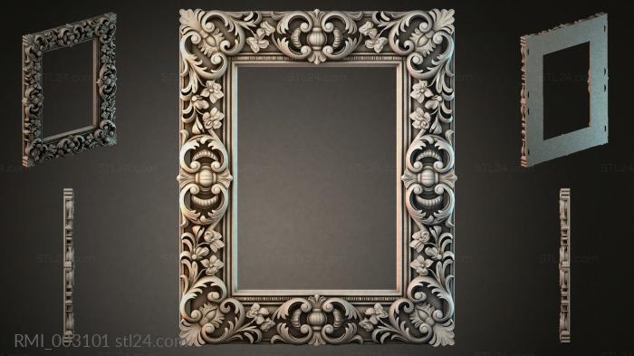 Carved decorative frame with acanthus and foliage for a mirror 3d STL model